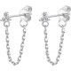 Bar Drop Chain Stud Earrings Butterfly Heart Moon Flower CZ Lightning Chain Earring Threader Dangle Earrings For Women